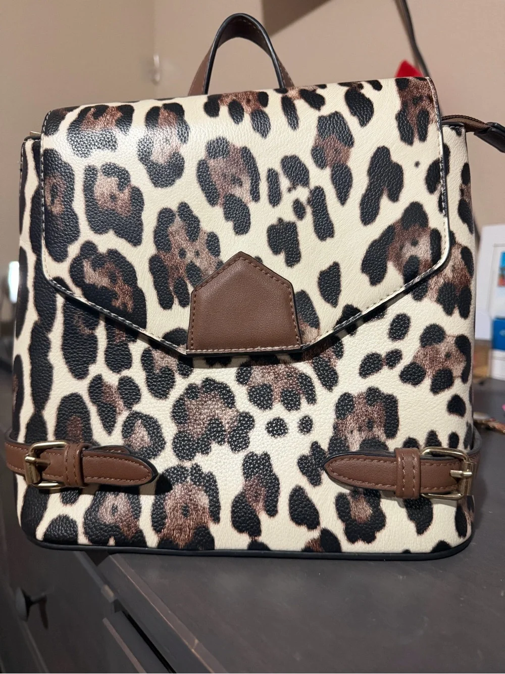 Leopard Print Women’s Backpack - Brown & Black